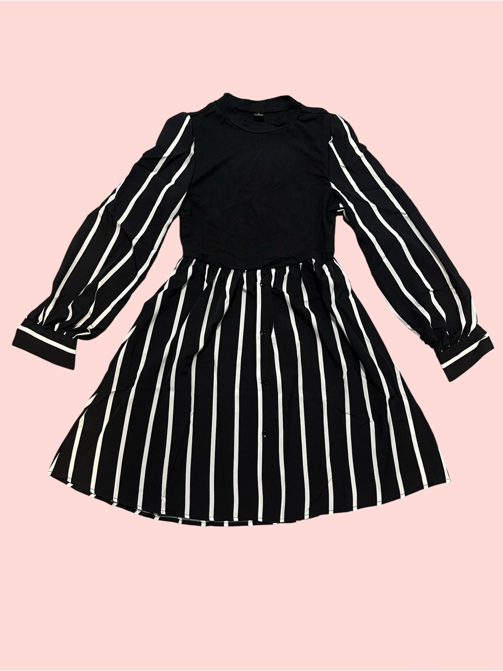 Black & White Striped Long Sleeve women’s Dress